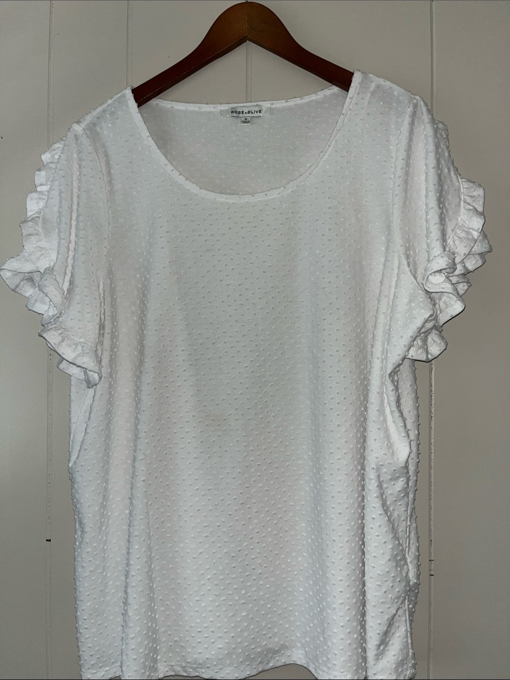 Rose & Olive White Dotted Ruffle Sleeve Tee